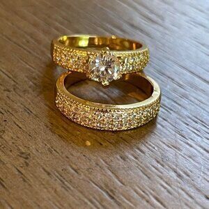 Wedding Set CZ Diamond Gold Filled 7-3/4